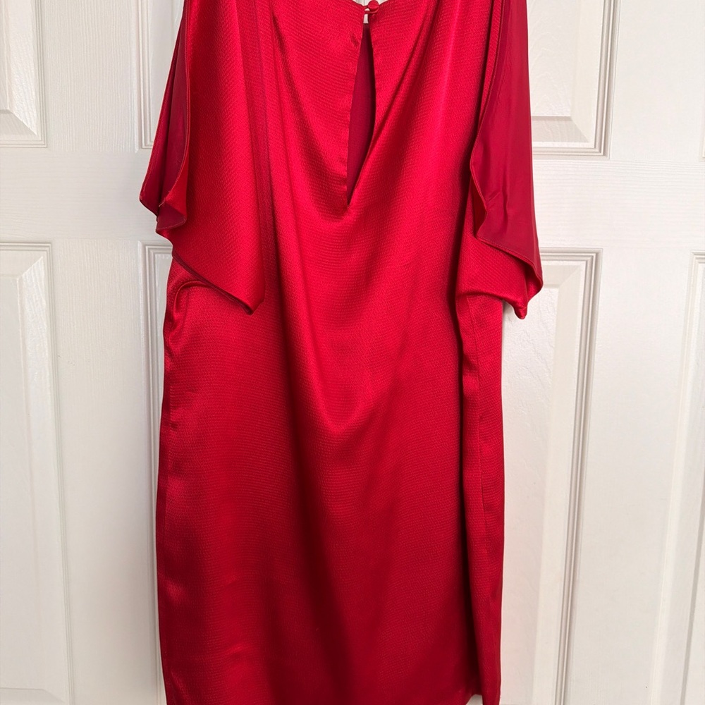 Aidan Maddox Elegant Red Cold Shoulder Dress 10 - Picture 6 of 8